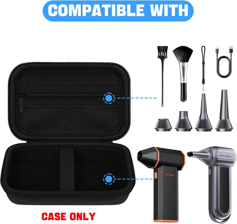 HESPLUS Case Compatible with WOLFBOX MF100 /MF50 Electric Air Duster – Travel Portable Zippered Storage Bag, Black (Case Only) - Image 3